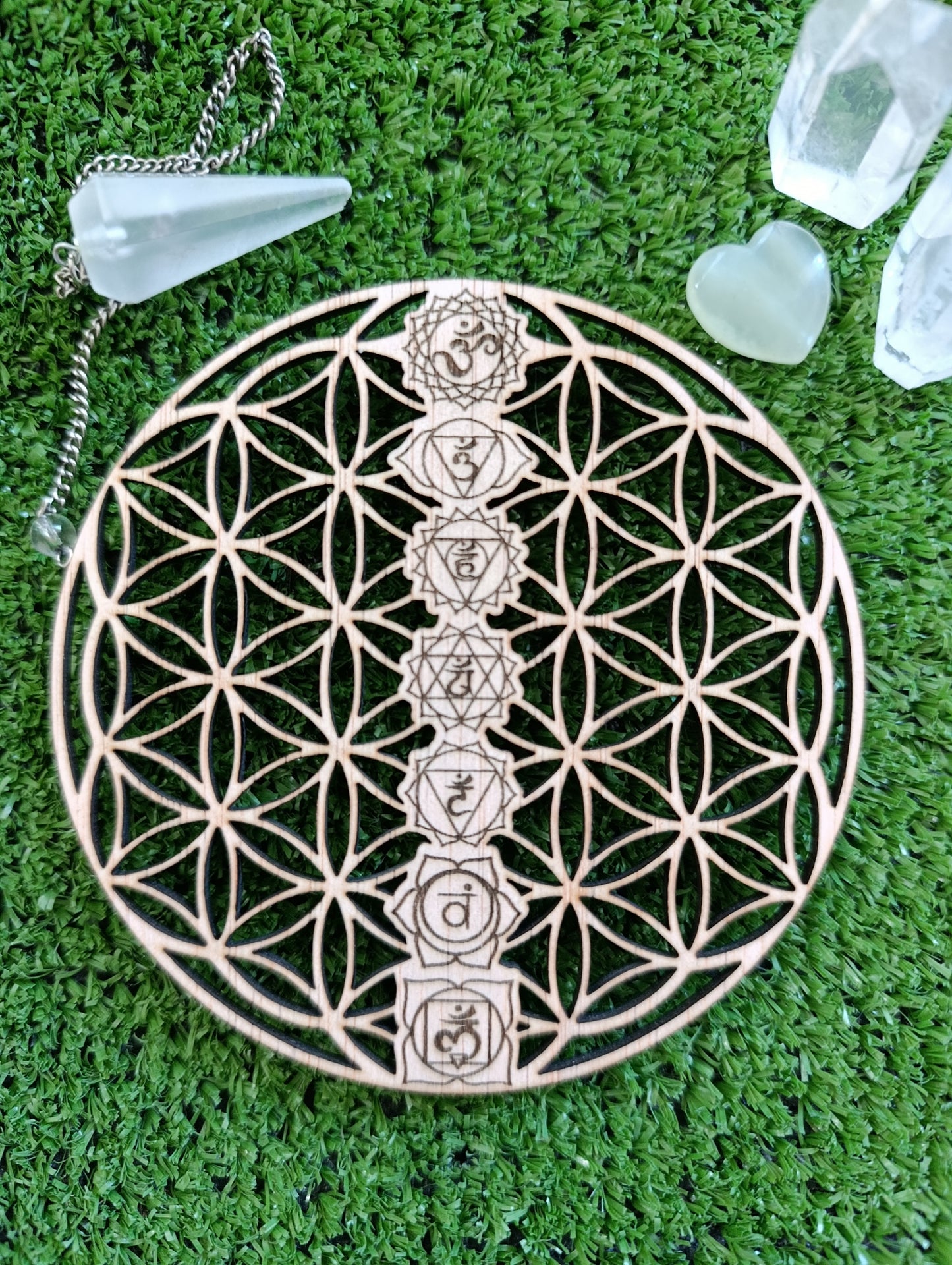 Tabla de Sanación - Flor de la Vida con Chakras
