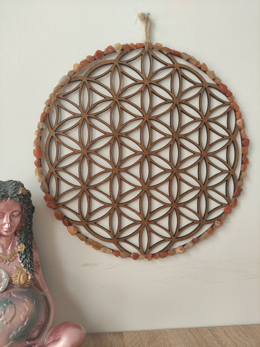 Flor de la vida 21 CMS con Ágata roja