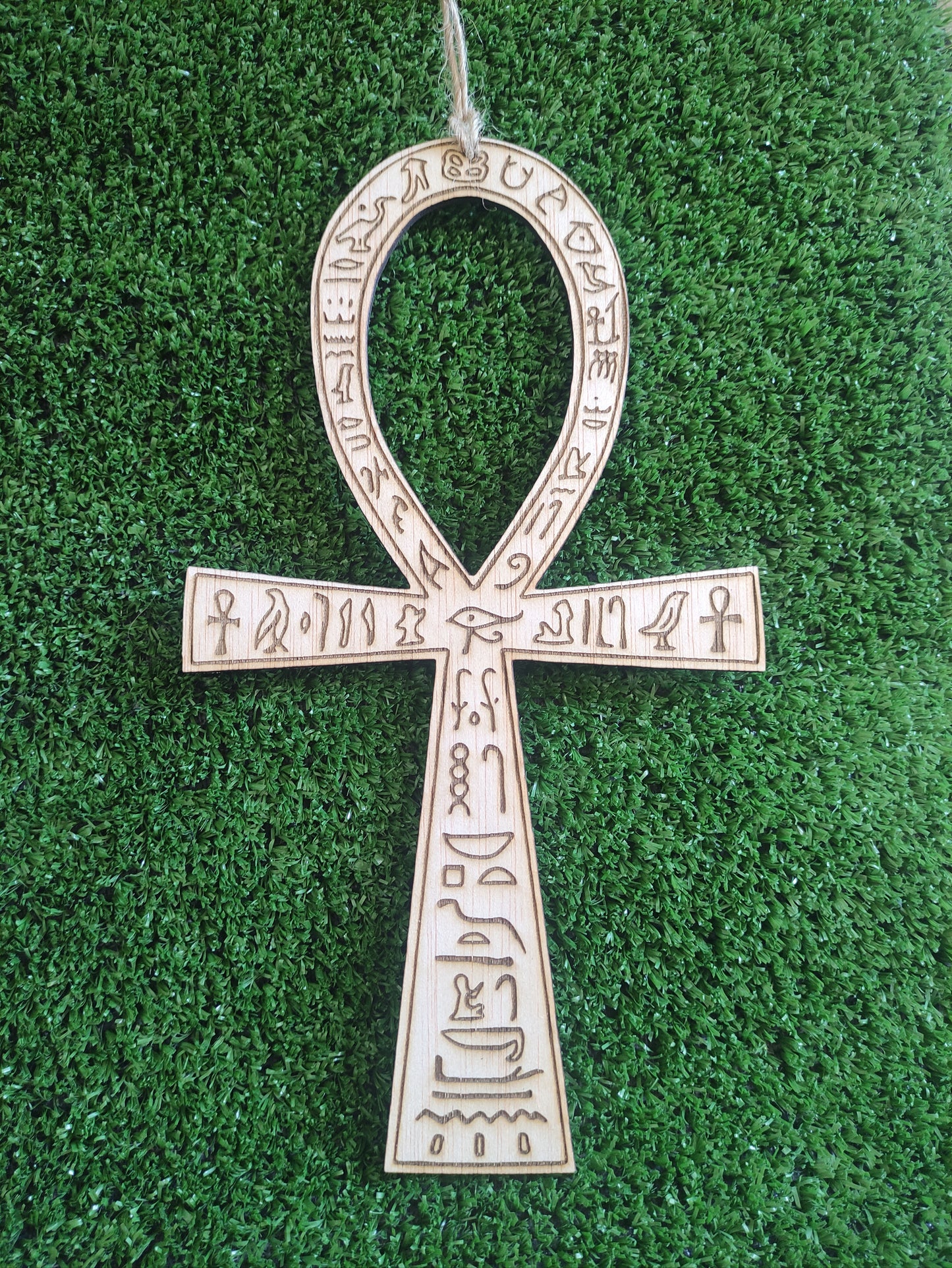 Llave Ankh grande con jeroglíficos