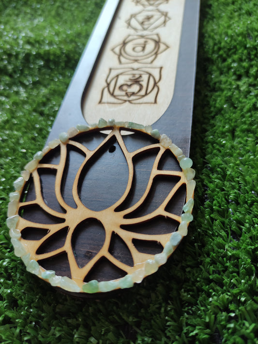 Porta incienso loto y aventurina verde