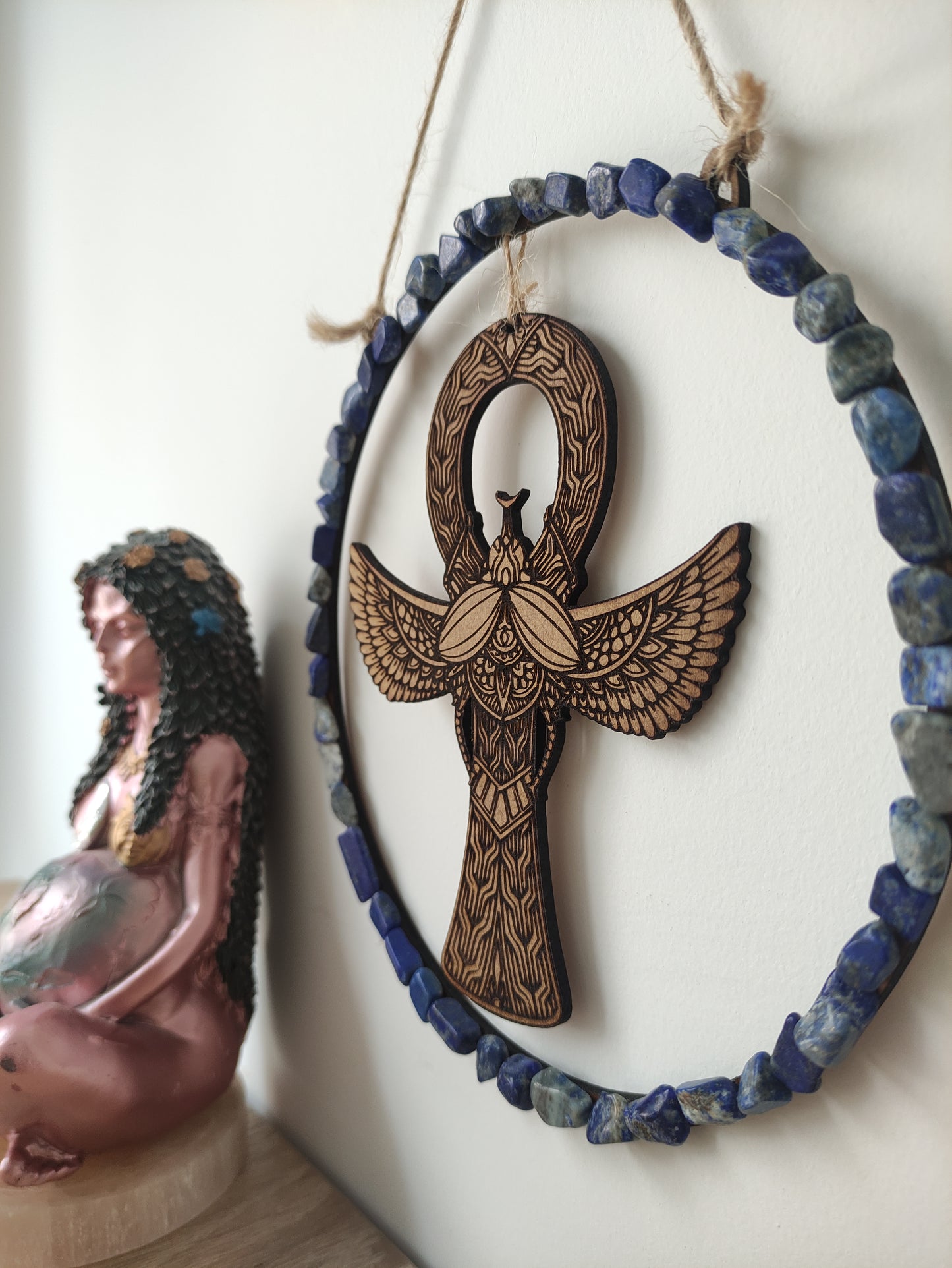 Creación para altar llave Ankh con lapislázuli
