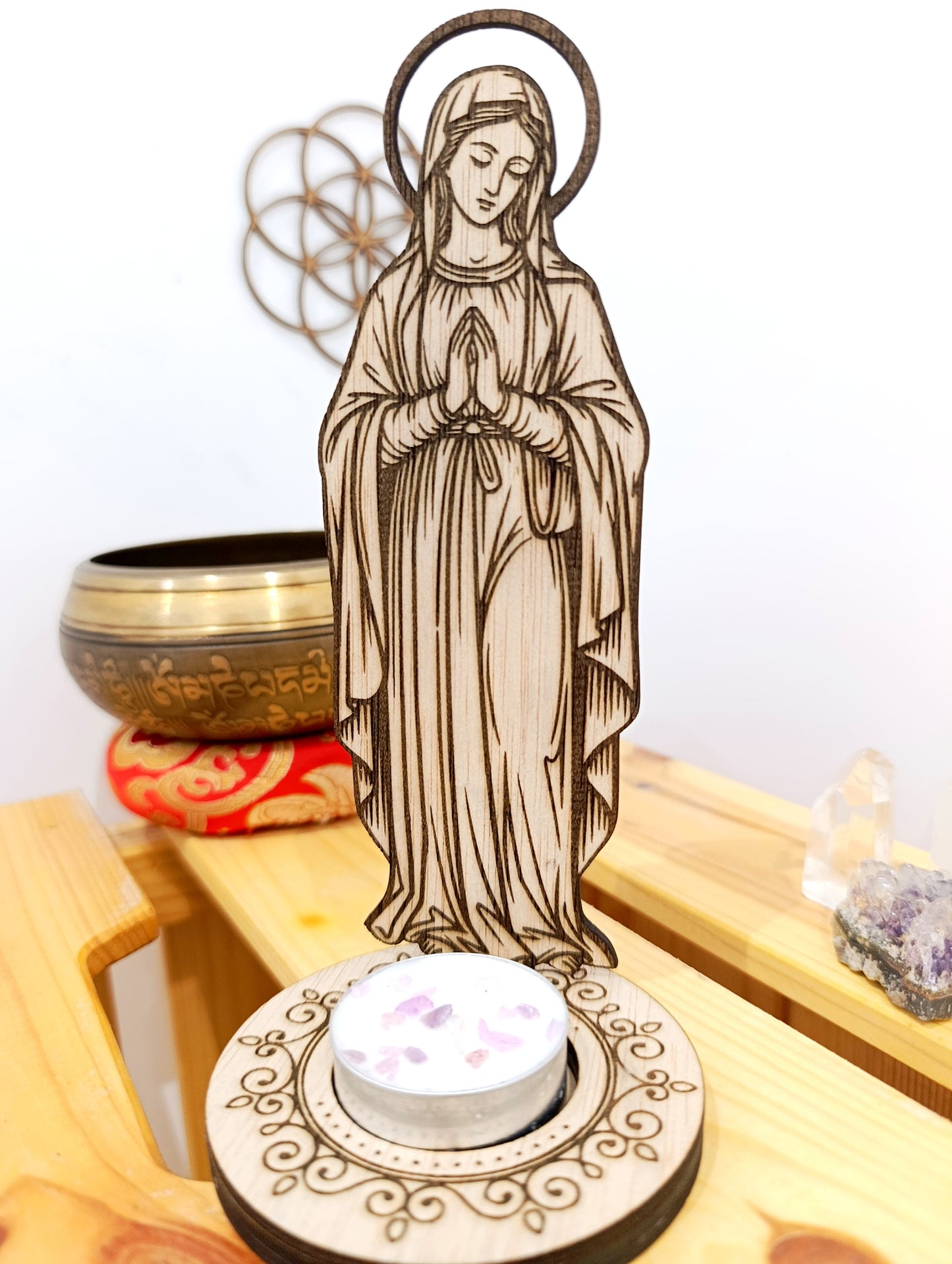 Figura Virgen María · Amor, Paz y Protección
