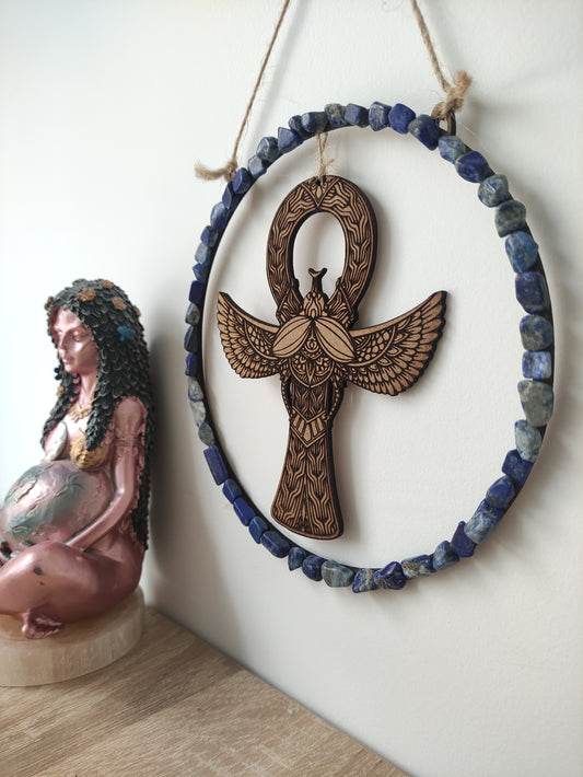 Creación para altar llave Ankh con lapislázuli