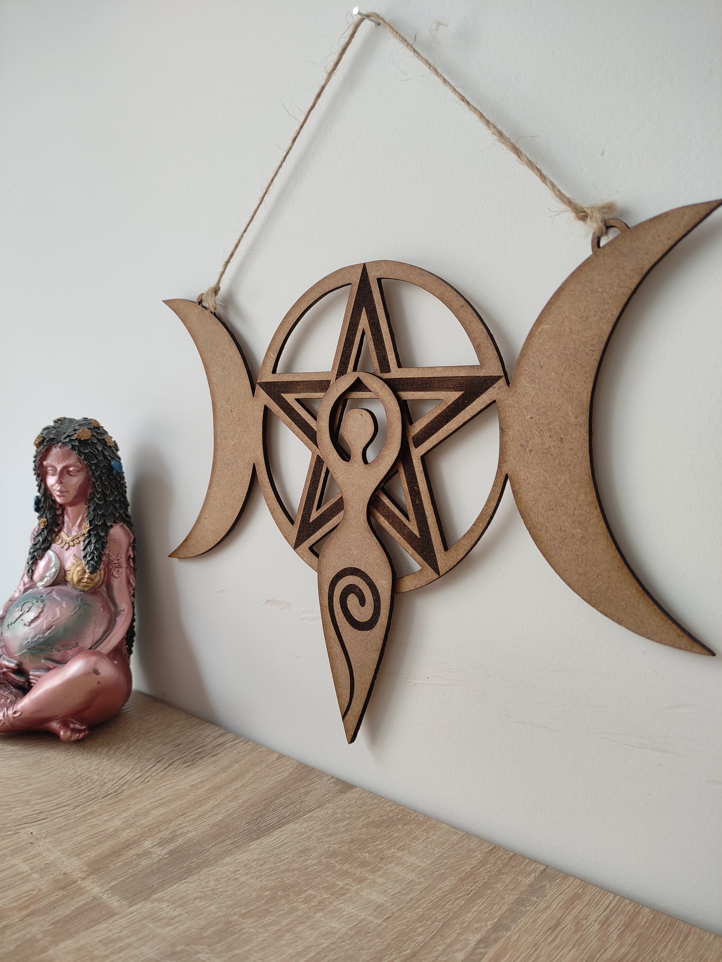 Creación para altar triple luna, estrella y diosa madre sin minerales