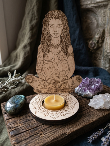 Luz Sagrada: Porta Velas Mandala & Flor de la Vida