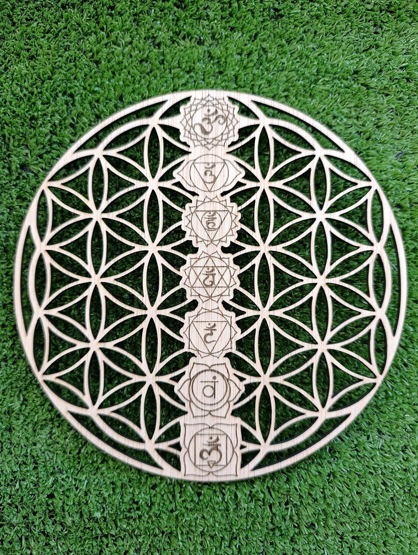 Tabla de Sanación - Flor de la Vida con Chakras