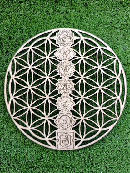 Tabla de Sanación - Flor de la Vida con Chakras