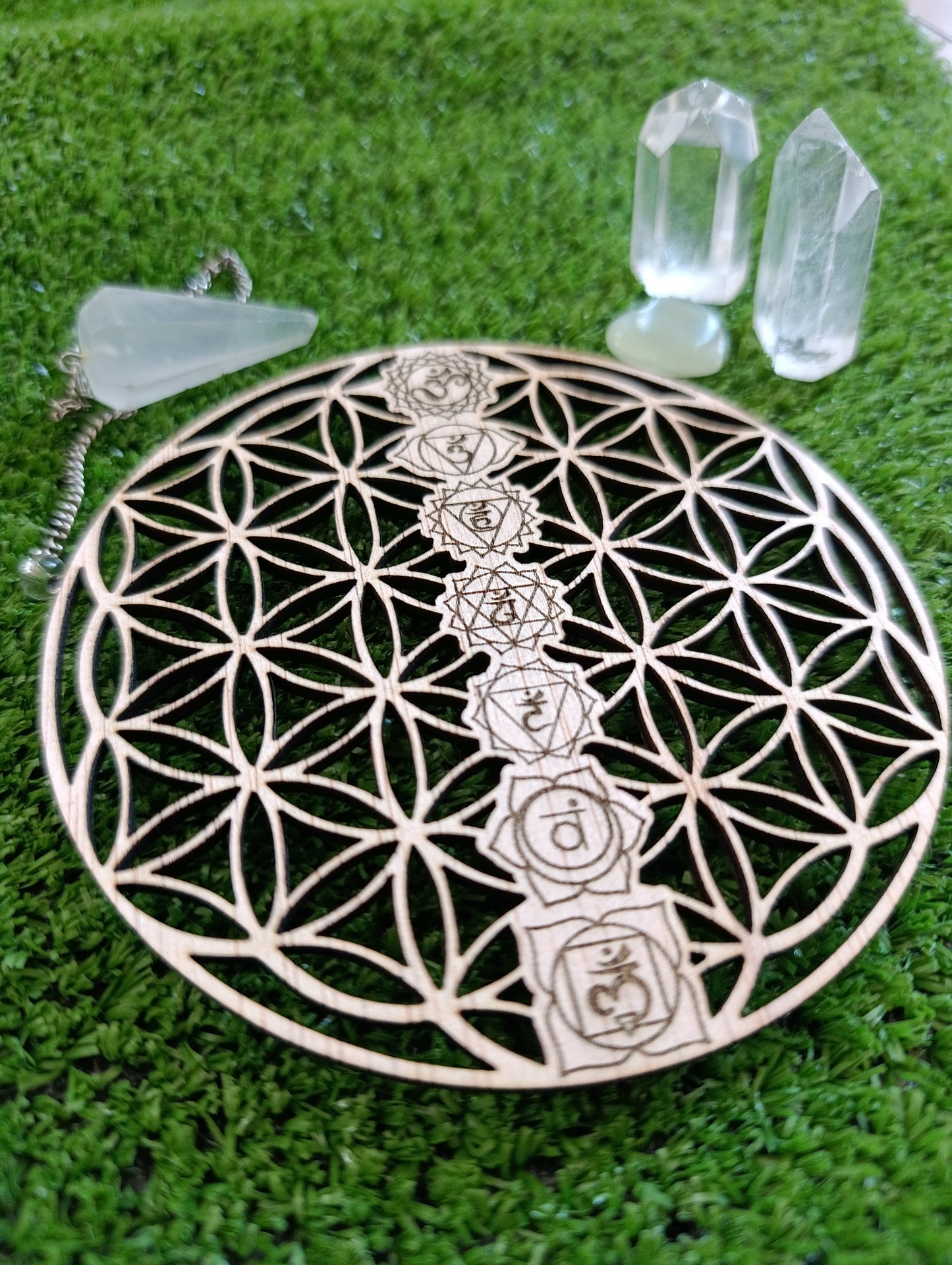 Tabla de Sanación - Flor de la Vida con Chakras