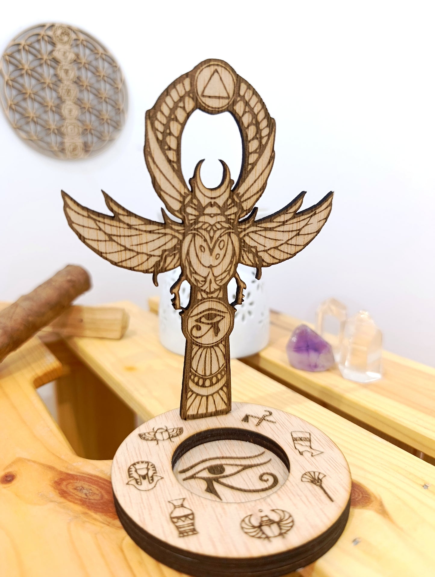 Llave Ankh · símbolo de vida y protección con soporte