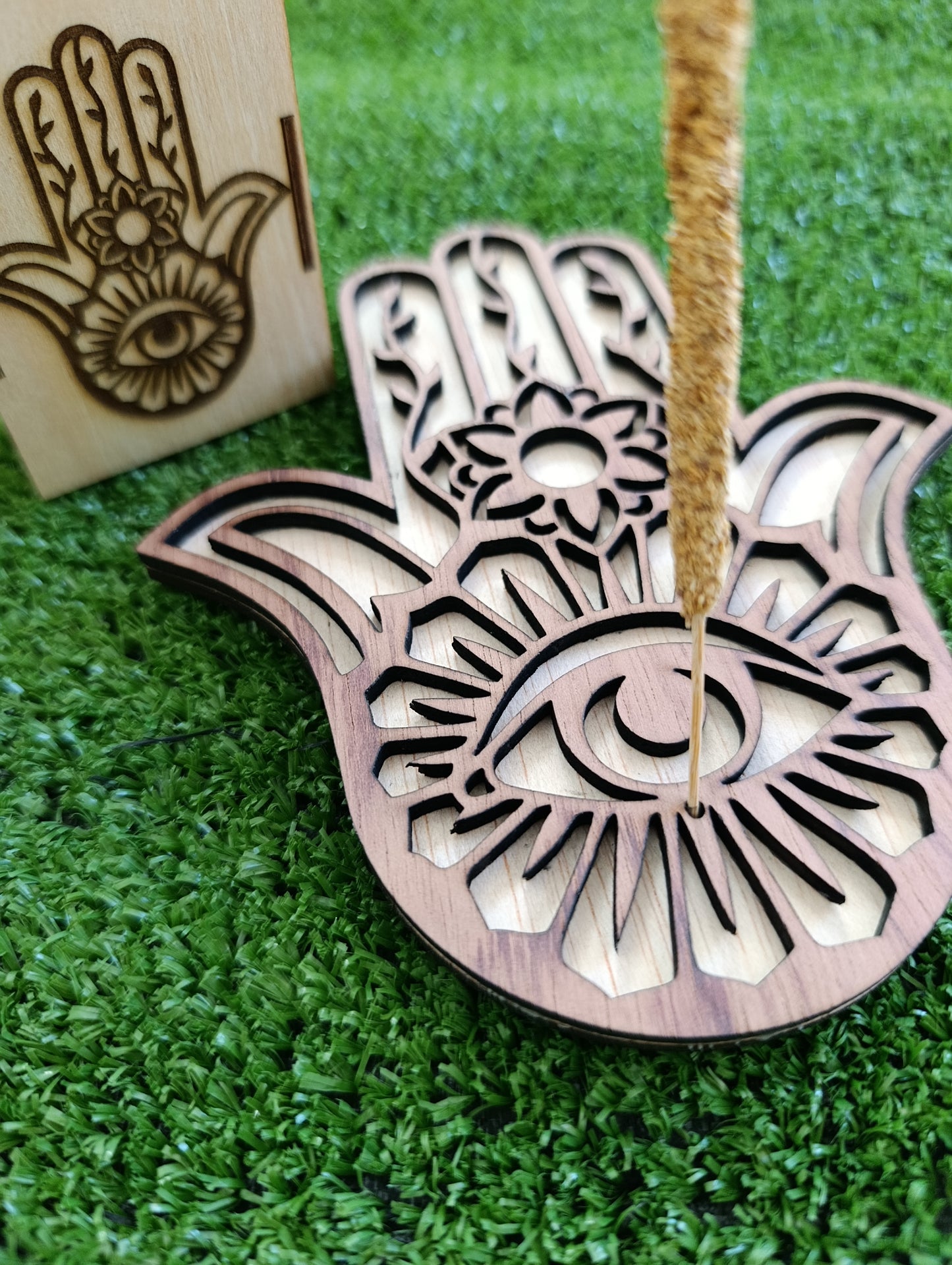 Pack Hamsa🪬 Portainciensos y Cajita de cerillas de Madera