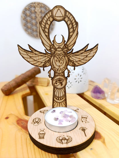 Llave Ankh · símbolo de vida y protección con soporte