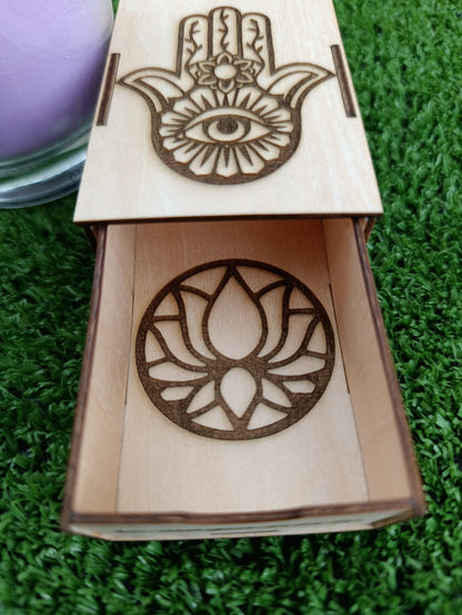 Pack Hamsa🪬 Portainciensos y Cajita de cerillas de Madera