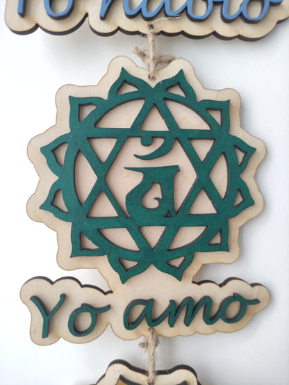 Colgante chakras con mantras