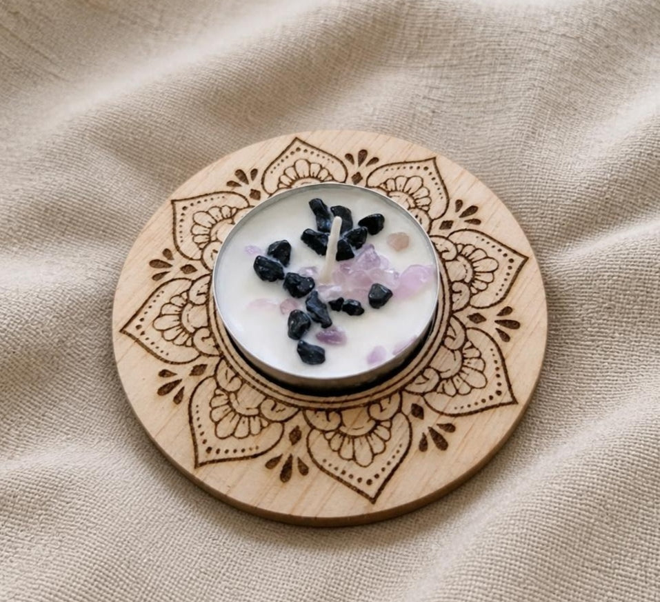 Portavelas · Mandala y Flor de la Vida