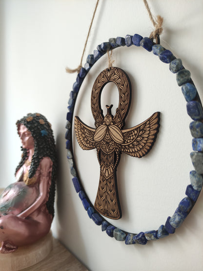 Creación para altar llave Ankh con lapislázuli