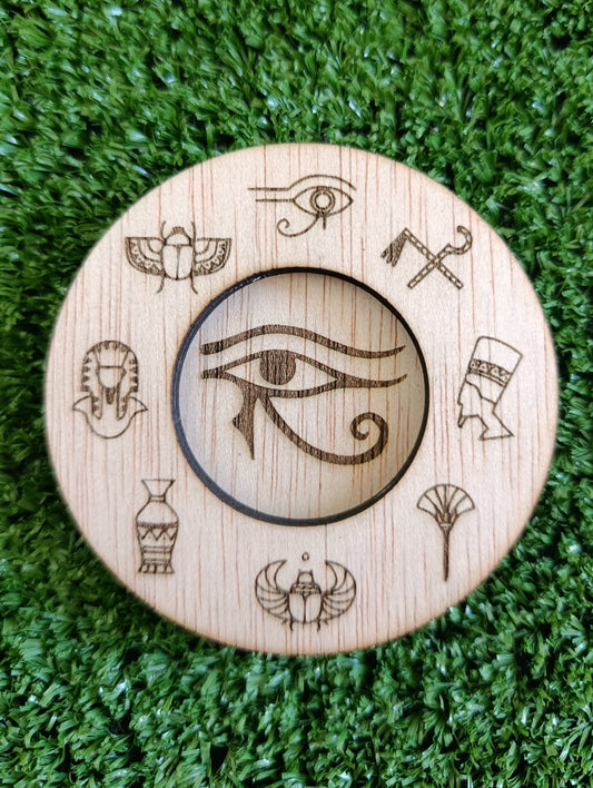 Portavelas Egipcio · Ojo de Horus y Símbolos Sagrados