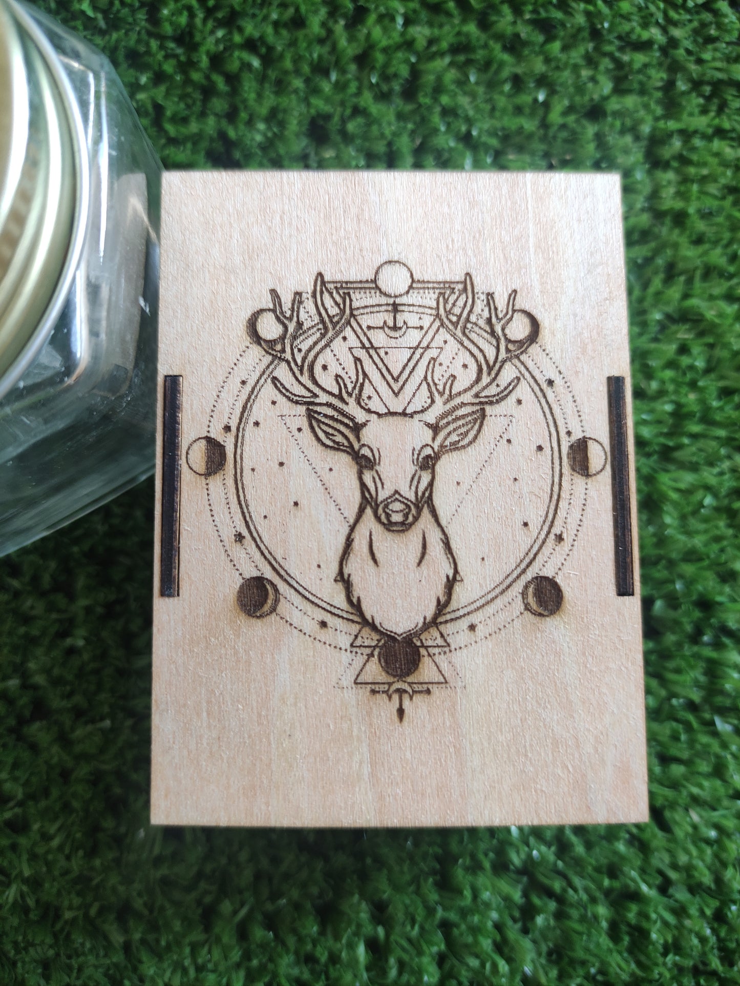 Cajita de Cerillas Ciervo y Árbol de la Vida con Sol y Luna