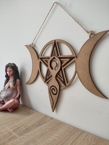 Creación para altar triple luna, estrella y diosa madre sin minerales