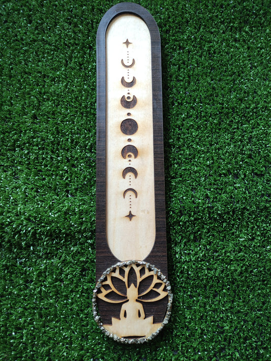 Porta incienso buda meditando con pirita