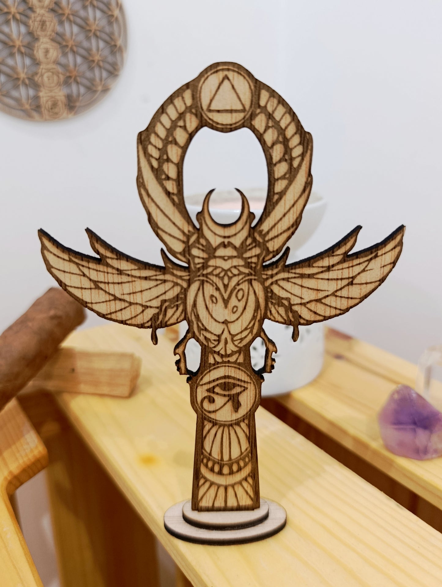 Llave Ankh · símbolo de vida y protección con soporte