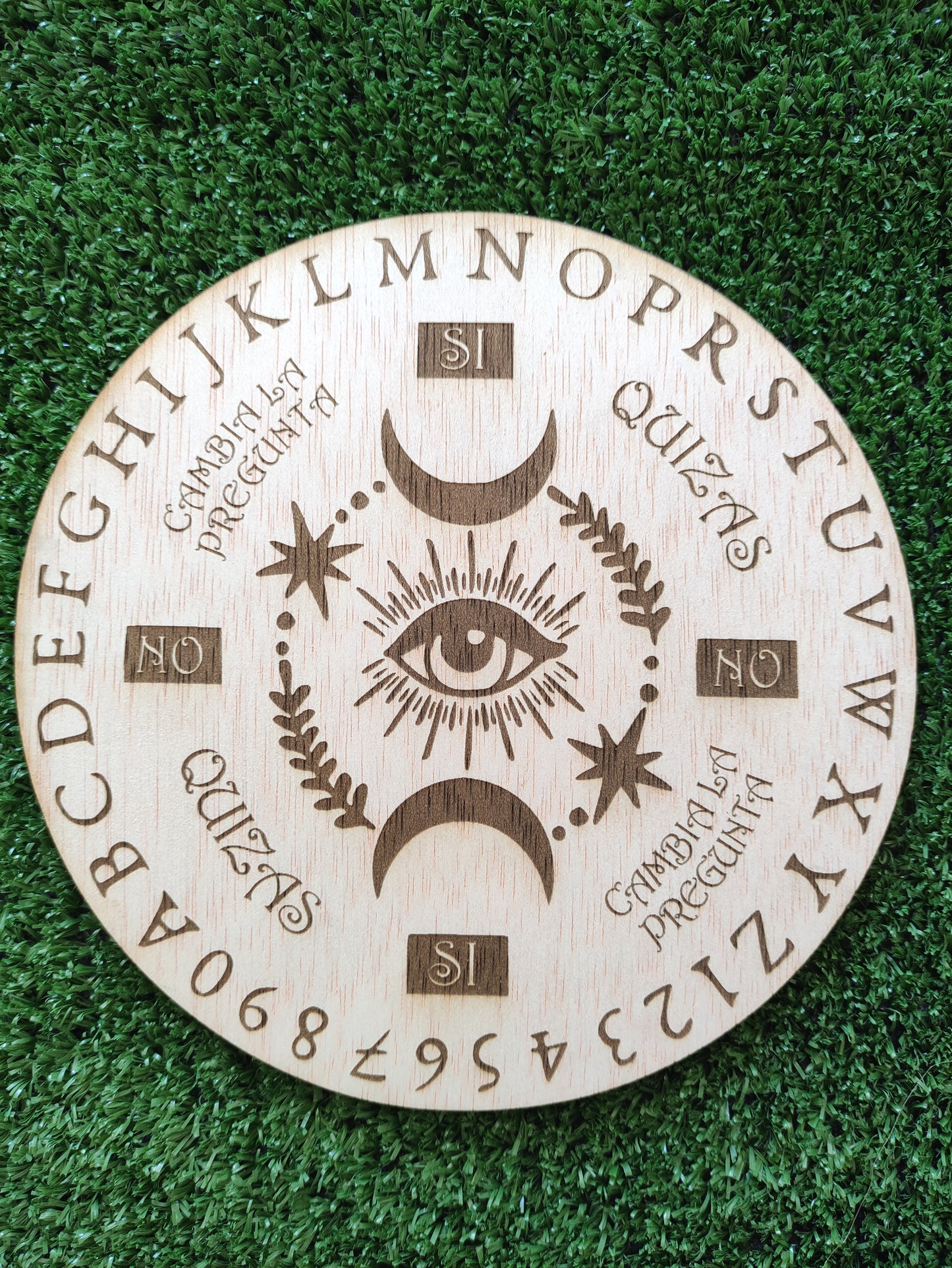 Tablero para péndulo con alfabeto y números-diseño ojo y lunas