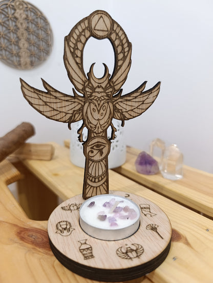 Llave Ankh · símbolo de vida y protección con soporte