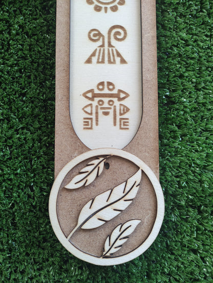 Porta incienso símbolos aztecas y plumas