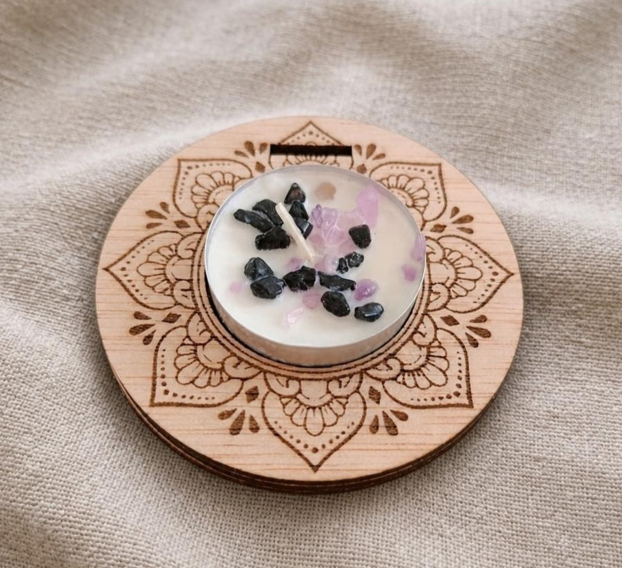 Portavelas · Mandala y Flor de la Vida