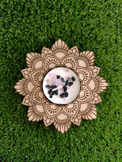 Luz Sagrada: Porta velas silueta Mandala & Flor vida