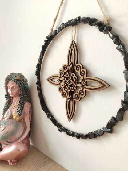 Creación para altar nudo de bruja y obsidiana