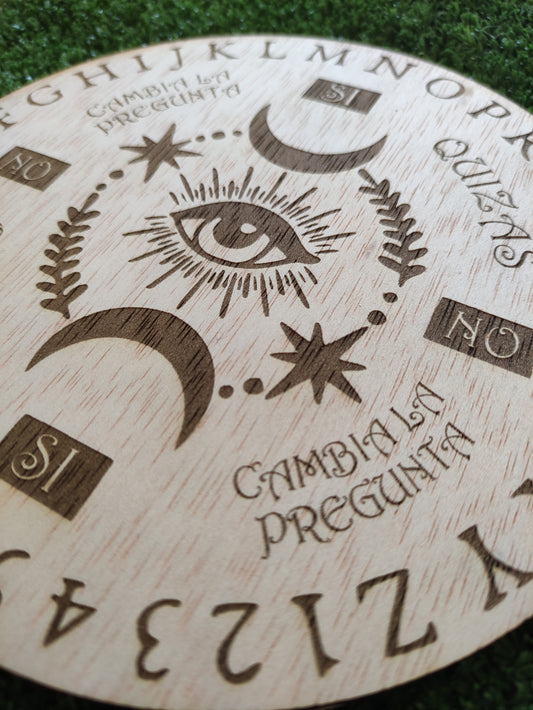 Tablero para péndulo con alfabeto y números-diseño ojo y lunas