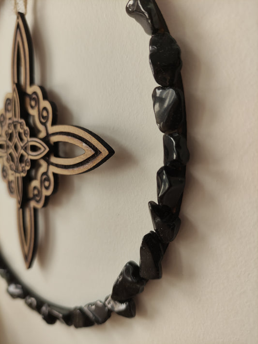 Creación para altar nudo de bruja y obsidiana